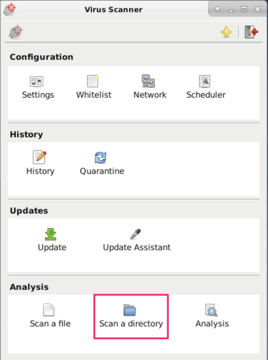 ClamTK Graphical Interface Scan a Directory
