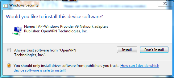 OpenVPN Windows TAP Installer