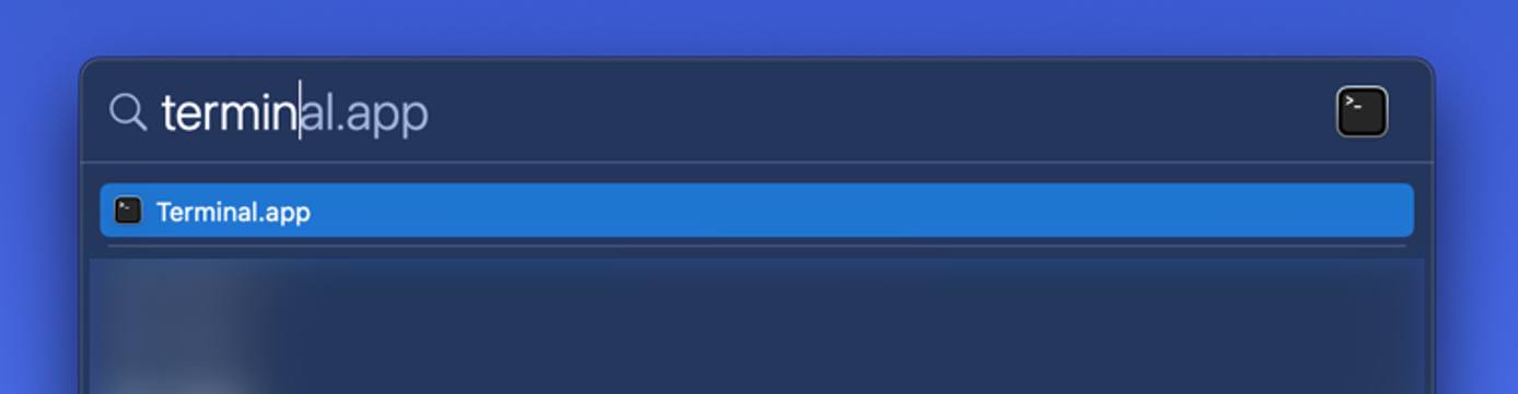 Using Spotlight to open the Terminal app Using Spotlight to open the Terminal app