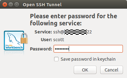 The SSH password dialog