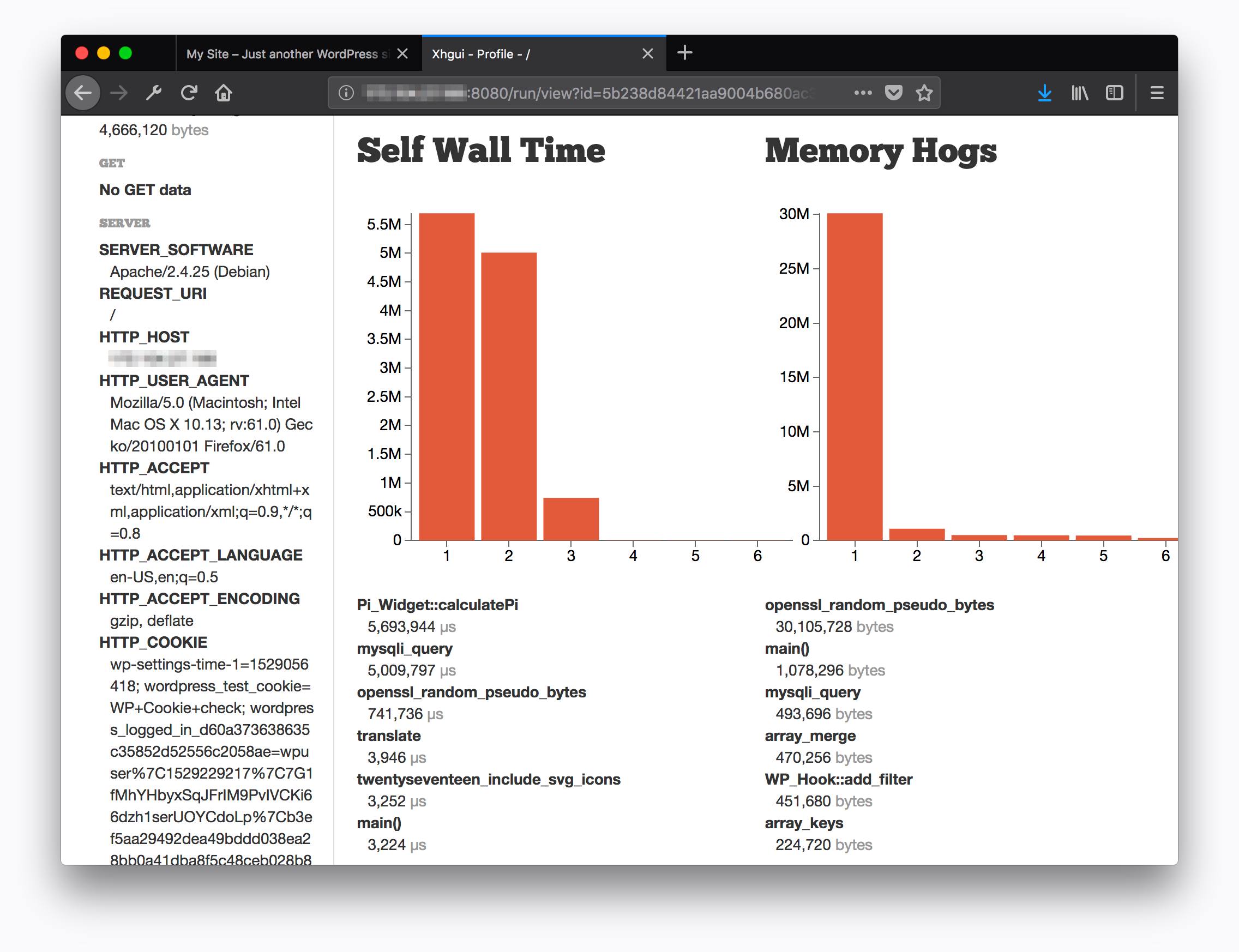 XHGUI Request Detail View