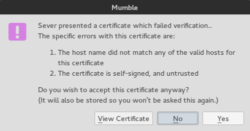 mumble certificate expired