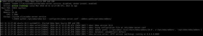 Odoo service status running