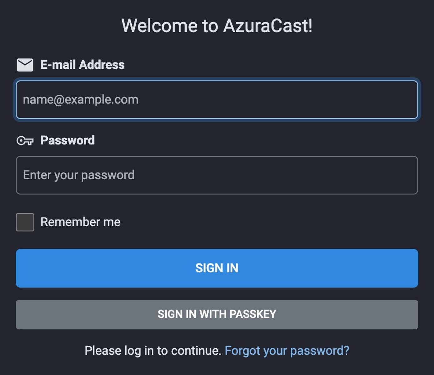 AzuraCast Login “AzuraCast Login”