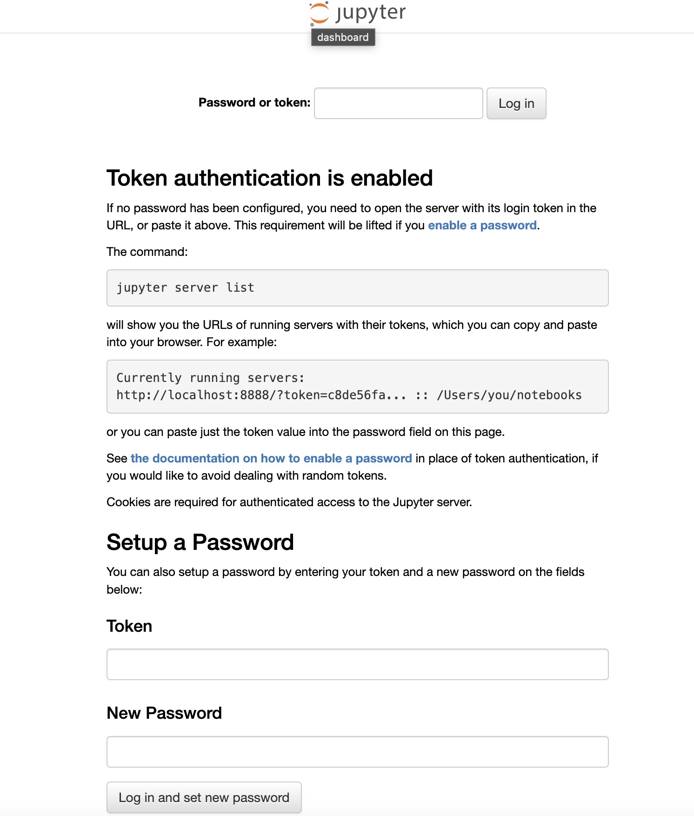 Screenshot of the Jupyter login form